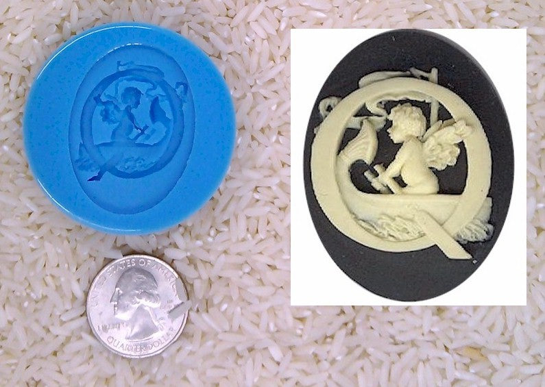 Food Safe Silicone Cameo Mold The LETTER Q of the alphabet for candy soap clay resin wax etc.