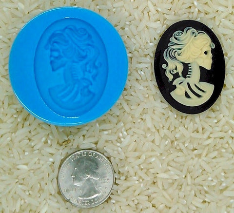 Gothic Zombie Skull Food Safe Silicone Cameo Mold for candy soap clay resin wax etc.