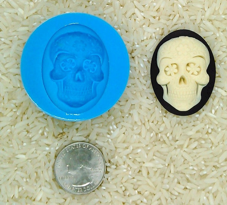 Sugar Skull Calavera Food Safe Silicone Cameo Mold for candy soap clay resin wax etc.