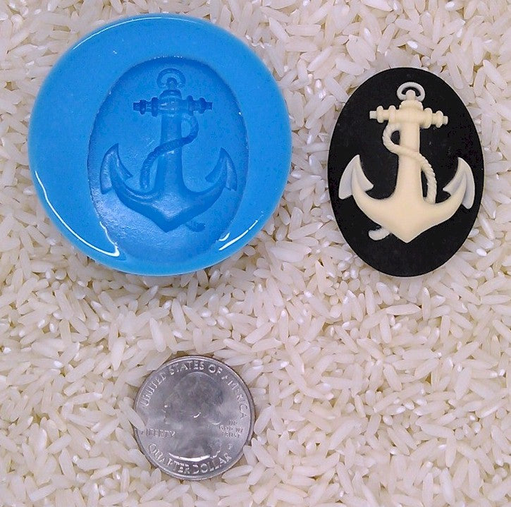 Anchor Sailor nautical Navy Marine Food Safe Silicone Cameo Mold for candy soap clay resin wax etc.