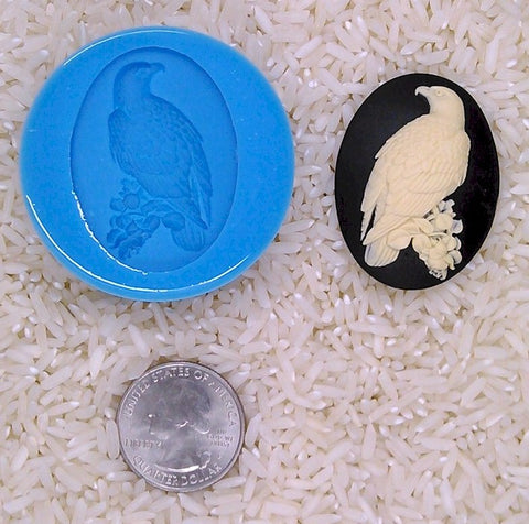 Bald Eagle Bird Patriotic Food Safe Silicone Cameo Mold for candy soap clay resin wax etc.