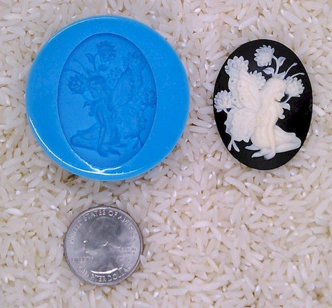 Fairy Woodland Nymph Pixie Food Safe Silicone Cameo Mold for candy soap clay resin wax etc.