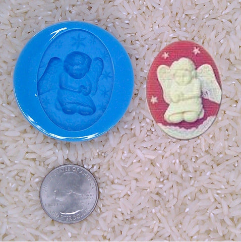 spiritual religious Praying Angel Cherub Food Safe Silicone Cameo Mold for candy soap clay resin wax etc