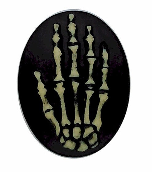 40x30mm Skeleton Bones Creepy Hand Black Ivory Resin Cameo Cabochon S2056