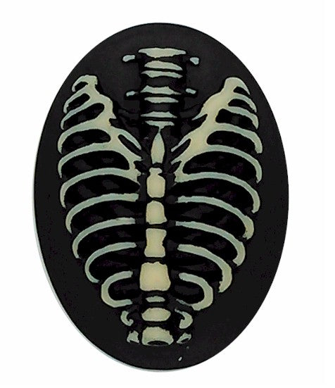 40x30mm Skeleton Bones Rib Cage Black Ivory Resin Cameo Cabochon S2055