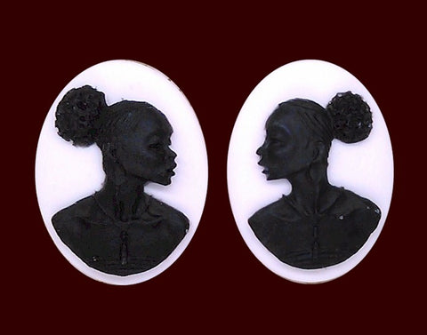 25x18mm opposing Pair of Ethnic tribal resin Cameo African Cameo diy Black and White cabachon Ornament Jewelry Finding S2068