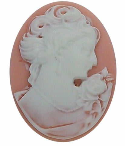 40x30mm Pink and White Woman with Short Hair Resin Cameo cabochon  S2133