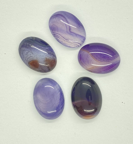 5pc. Lot Dyed Purple Agate oval loose flat back Cabochon stones S2178D