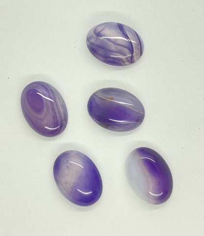 5pc. Lot Dyed Purple Agate oval loose flat back Cabochon stones S2178E