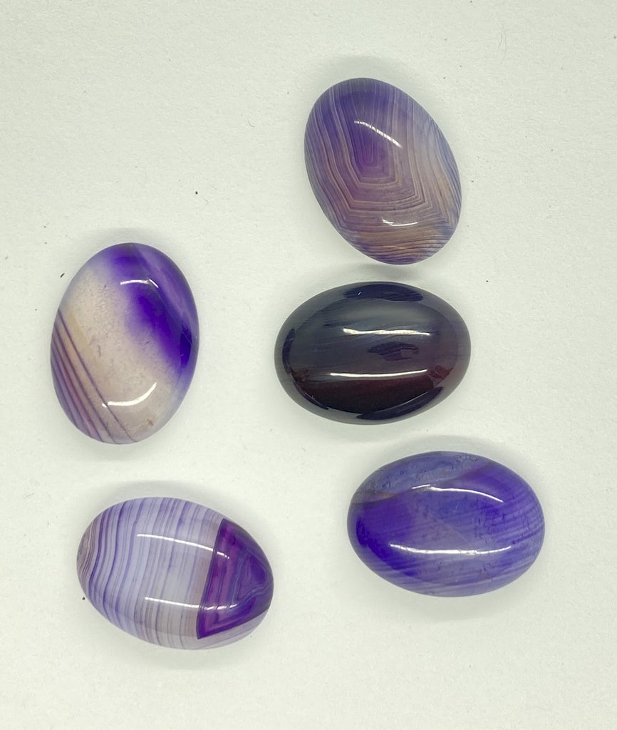 5pc. Lot Dyed Purple Agate oval loose flat back Cabochon stones S2178G