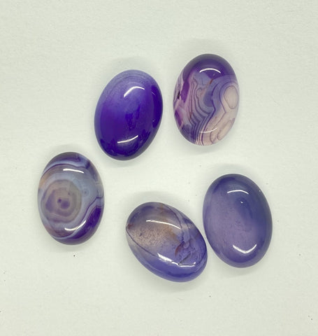 5pc. Lot Dyed Purple Agate oval loose flat back Cabochon stones S2178H