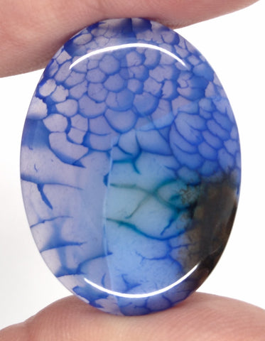 40x30mm Blue Dyed Crackle Agate Oval Flat back loose Cabachon S2195F