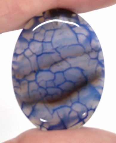 40x30mm Blue Dyed Crackle Agate Cabochon Oval Flat back loose Cabachon S2195M