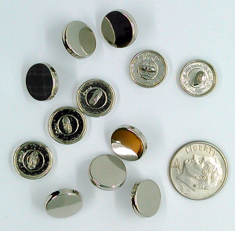 12pc. Pack Silver 11.5mm Flat Top Button Back Glue On Metal Button Shank S2210