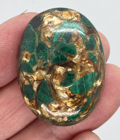 40x30mm Green Matrix Collage Cabochon Stone Flat back oval loose CAB S2212B