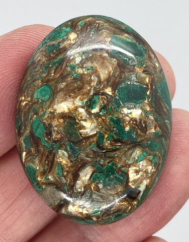 40x30mm Green Matrix Collage Cabochon Stone Flat back oval loose CAB S2212G