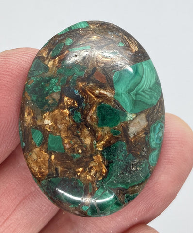 40x30mm Green Matrix Collage Cabochon Stone Flat back oval loose CAB S2212H