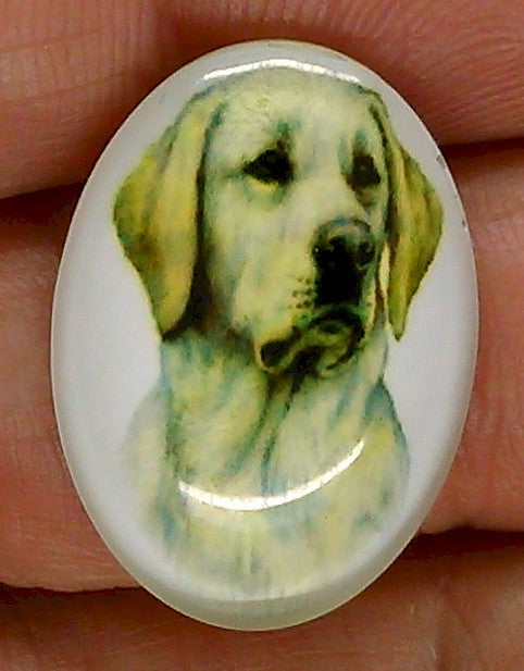 25x18mm yellow labrador retriever Dog Glass Cabochon Cameo Jewelry Finding S2218