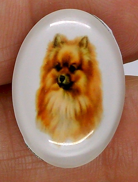 25x18mm Pomeranian Dog Glass Cabochon Cameo Jewelry Finding S2222