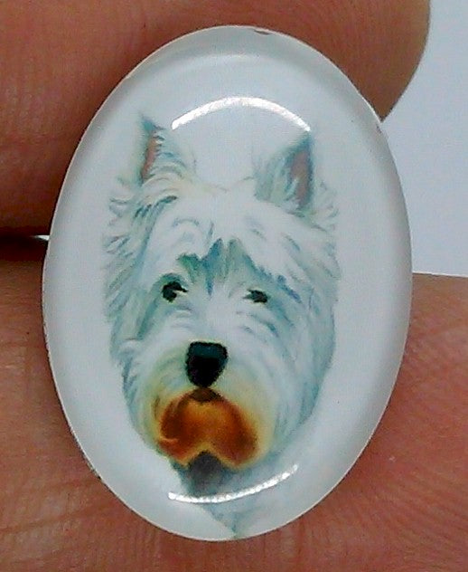 25x18mm Terrier Dog Glass Cabochon Cameo Jewelry Finding S2224
