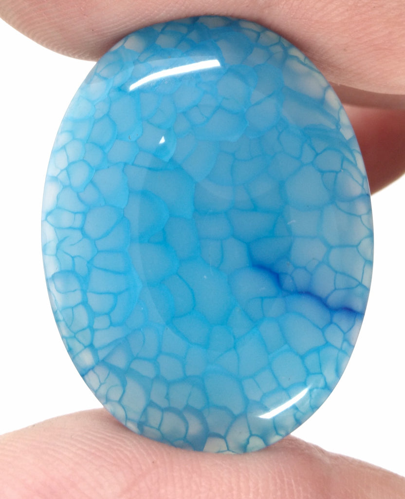 40x30mm Dyed Light Blue Crackle Agate Cabochon Flat Back Stone S2231q