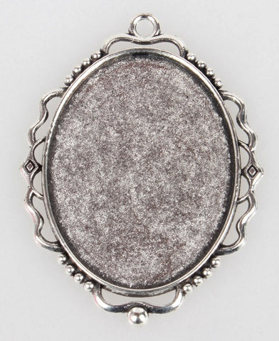 40x30mm Antique Silver Pendant Cabochon Cameo Frame Setting S4006