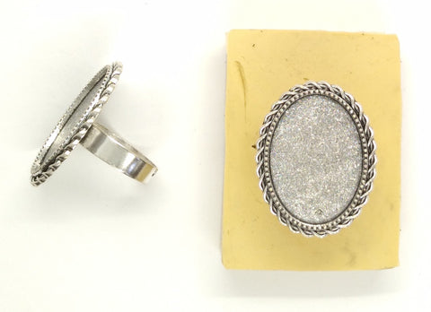 25x18mm Antique silver adjustable finger ring glue in setting jewelry finding S4070