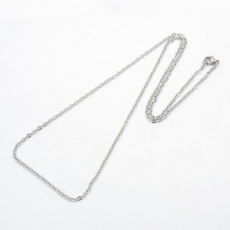 Stainless Steel 23 inch Silver colored Cable Chain necklace 2.5x2mm links 304 alloy S4084