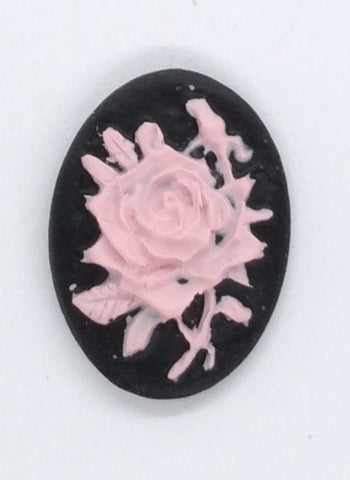 18x13mm Pink Rose Resin Cabochon Cameo S4102