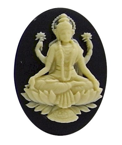 40x30mm Hindu Goddess Lakshmi Wife Of Vishnu Black Resin Cameo S4105