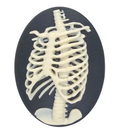 40x30mm Skeleton Ribcage Black and Ivory Cabochon S4110