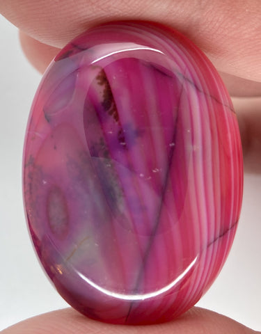 40x30mm Banded Agate Dyed Deep Red Cabochon Gemstone  S4117E