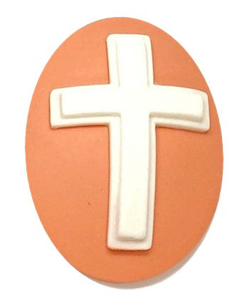 40x30mm Christian Cross Resin Cabochon Cameo Religious Jesus God Symbol Peach S4124A