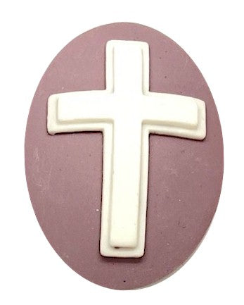 40x30mm Christian Cross Resin Cabochon Cameo Religious Jesus God Symbol Lilac S4124C