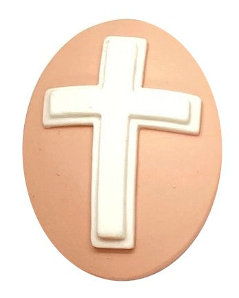 40x30mm Christian Cross Resin Cabochon Cameo Religious Jesus God Symbol Pink S4124D