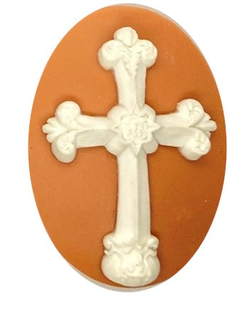 40x30mm Christian Cross Resin Cabochon Cameo Religious Jesus God Symbol sort of tan S4124J