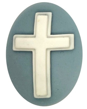40x30mm Christian Cross Resin Cabochon Cameo Religious Jesus God Symbol Blue S4124i