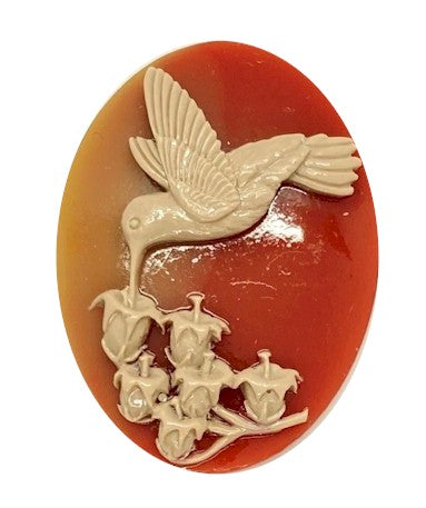 40x30mm Hummingbird Lily of the Valley Carnelian Ivory Resin Cameo Cabochon S4125G