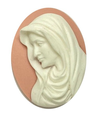 40x30mm Mother Mary Madonna Pink White Woman Resin Cameo Cabochon S4126C