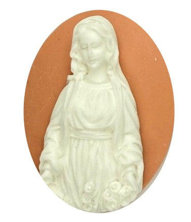 40x30mm Mother Mary Madonna Peach White Woman Resin Cameo Cabochon S4126D