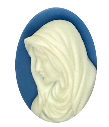 40x30mm Mother Mary Madonna Blue  White Woman Resin Cameo Cabochon S4126H