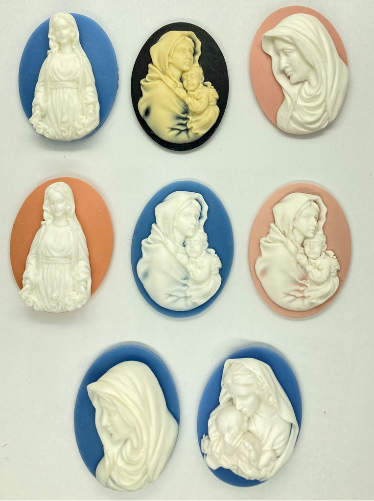 40x30mm Virgin Mother Mary 8pcs Set Mother and Child Madonna Woman Resin Cameo Cabochon