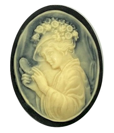 40x30mm Woman with Mirror Resin Cameo cabochon  S4129F