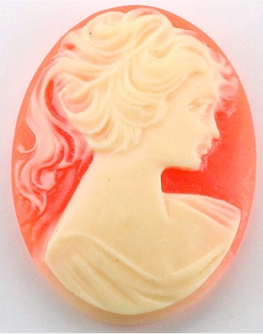 40x30mm Carnelian Ivory Ponytail girl resin cameo cabochon S4090