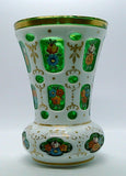 Antique Moser Vase Czech Bohemian Cut Glass White to Green