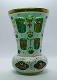 Antique Moser Vase Czech Bohemian Cut Glass White to Green