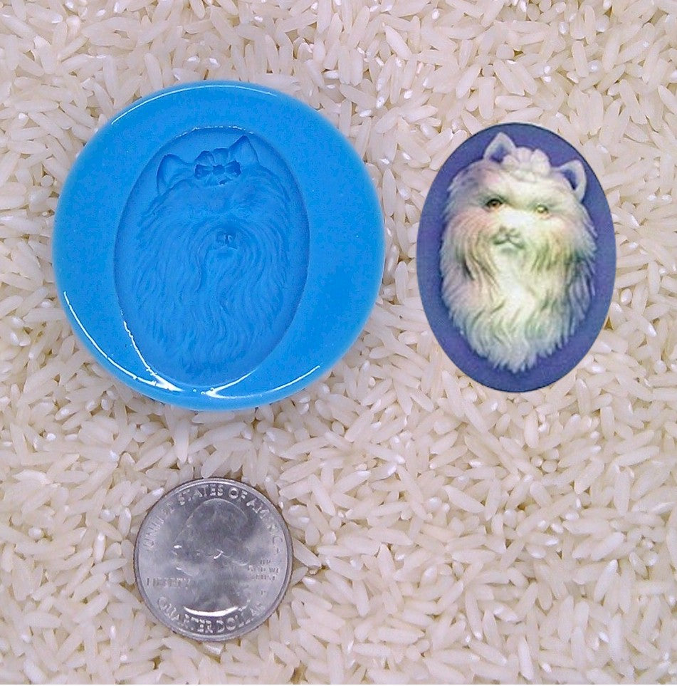Yorkshire Terrier Dog Lover Gift Yorkie Food Safe Silicone Cameo Mold for candy soap clay resin wax etc.