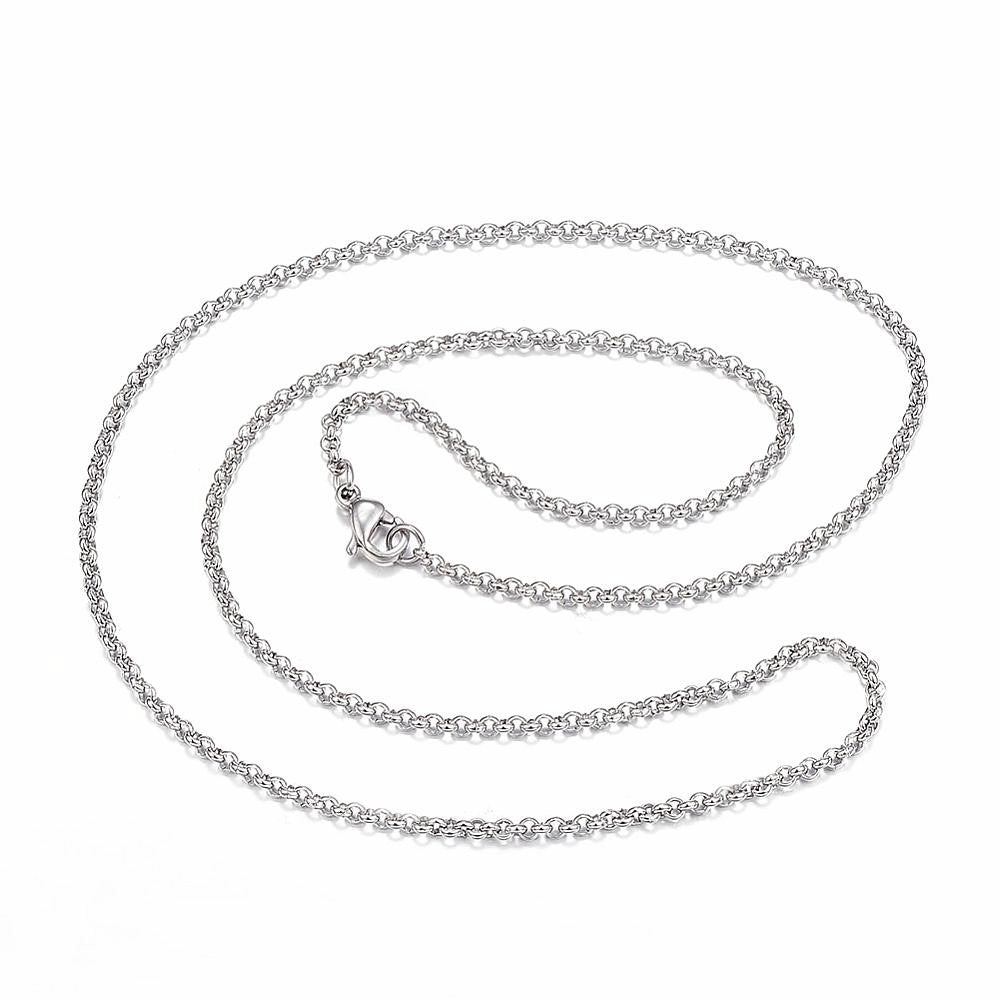 Stainless Steel 24 inch Silver colored Rolo necklace 3mm links 304 alloy S2158