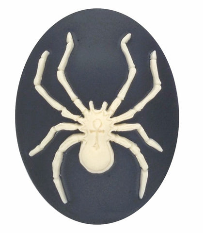 40x30mm Spider Resin Cameo Black and Ivory Cabochon S4108
