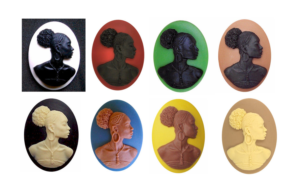 Afro Centric Cameo 40x30mm African American Cameo SET of 8 pcs. S4122